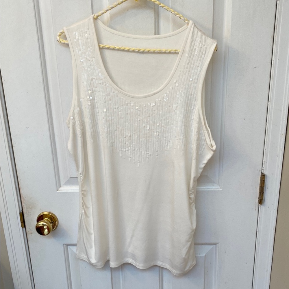 Elegant White Sequin Women's Top